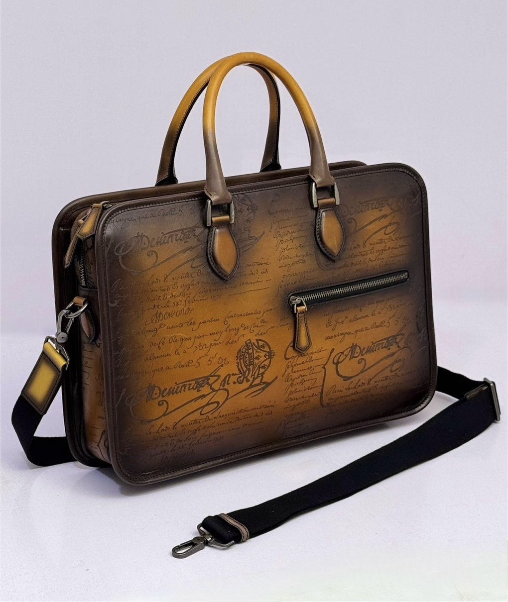 Berluti -Un jour Scritto Leather Briefcase